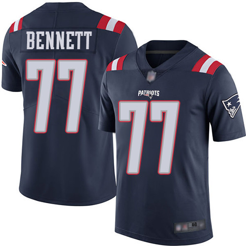 New England Patriots Football 77 Rush Vapor Limited Navy Blue Men Michael Bennett NFL Jersey